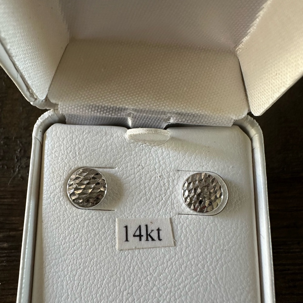 White Gold stud earrings - -14Kt - Picture 3 of 3